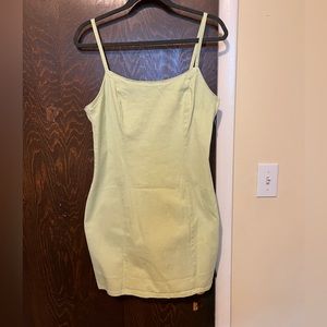 Lime green jean mini dress